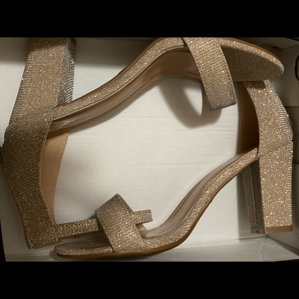 Gold sparkle heels